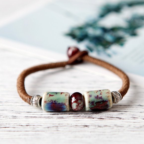 Ceramic Bead Charm Bracelet BOHO Bolo - Picture 3 of 8